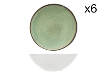 FEZ - 6er-Set aus Steingut, grün, Schalen, D14,5 cm
