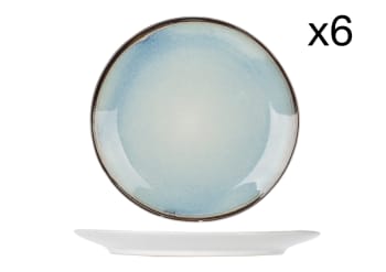 FEZ - 6er-Set Dessertteller aus Steingut, blau, D22,5 cm