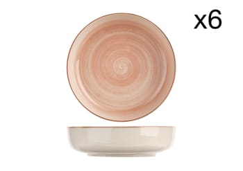 BALTIC - 6er-Set tiefe Teller aus Steingut, rosa, D18,5 cm
