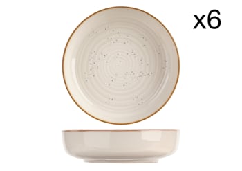 BALTIC - Lot de 6 Assiettes creuses en Grès, blanc, D18,5 cm