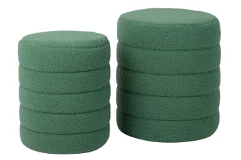 Set de 2 puffs verde de tela 40x40x45cm