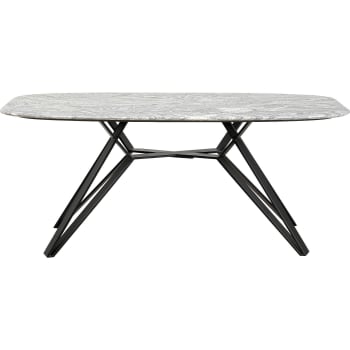 Okinawa - Table à manger 8 personnes en granit gris et acier noir L200