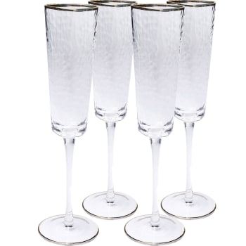 Hommage - Lot de 4 - Flûte à champagne en verre bord doré