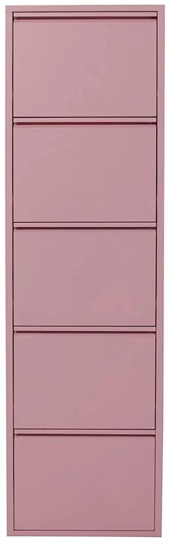 CARUSO - Casier à chaussures 5 tiroirs en acier rose