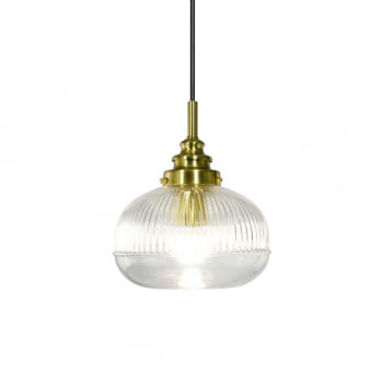 Suspension En Verre Strié 7 Lampes Ambrées NOVA | Suspensions / Lustres | Pier Import - 2