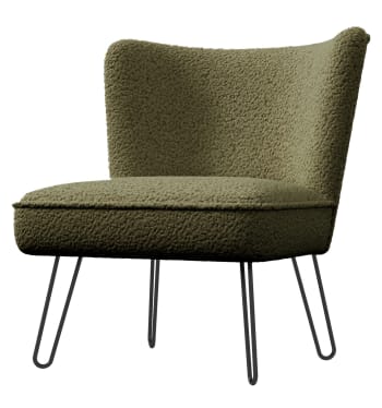 Clark - Sillón de tela verde con patas de metal negro