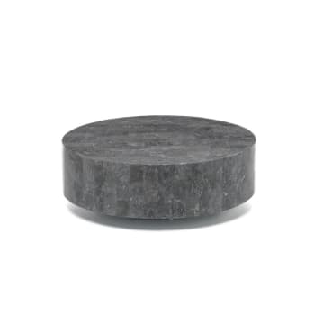 ROUND1 - Tavolino basso da caffè rotondo in pietra fossile grigio cm 85x85 28h