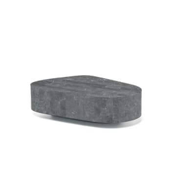TRAPEZIO - Tavolino basso in pietra fossile tavolo da caffè grigio cm 100x52 28h