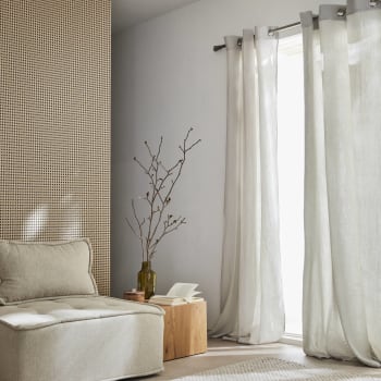 Alix - Set de 2 rideaux en gaze de coton gris clair