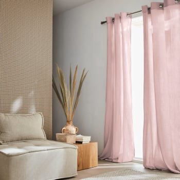 Alix - Set de 2 rideaux en gaze de coton rose