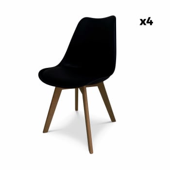Nils - 4 chaises scandinaves  pieds bois de hêtre  noirs