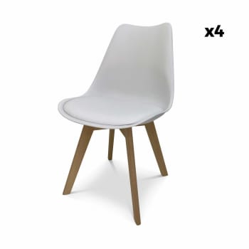 Nils - 4 chaises scandinaves  pieds bois de hêtre blancs