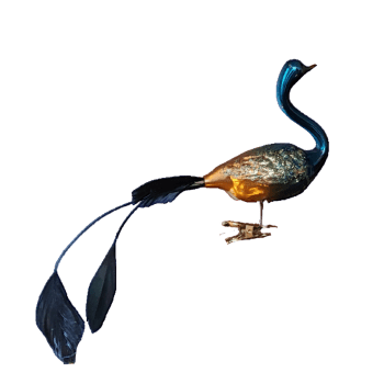King & queens - 1 Paradiesvogel aus Glas, 11 cm, Blau