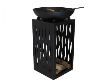 Barbecue au design élégant avec grill chromé en acier noir Acier Noir