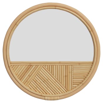 Bolio - Espejo redondo con marco de madera d40 cm
