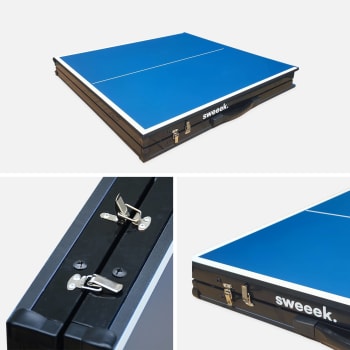 Mini table de ping pong indoor - Mini table de ping pong pliable 150x75cm indoor bleue, avec 2