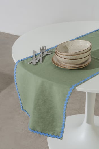Set wavy - Ensemble de table 8 pièces en lin 100% eau de mer et bleu