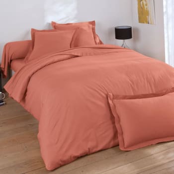 Housse de couette 260x240 orange terracotta en coton OAXACA