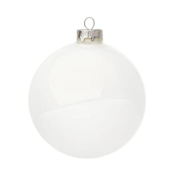 4 Palline di Natale in vetro Bianco Lucido tinta unita, Ø 10 cm