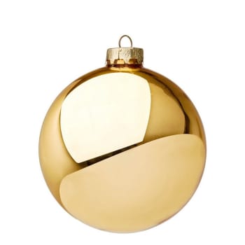 Palline in vetro "Oro Lucido" tinta unita per albero di Natale moderno