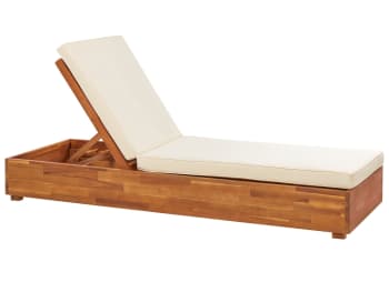 Fanano - Transat inclinable bois clair avec coussins blanc cassé