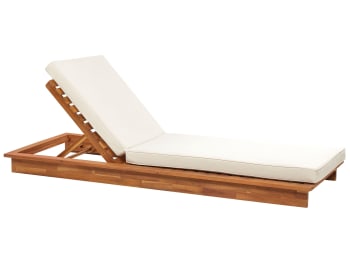 Granari - Tumbona reclinable de madera de acacia clara blanco