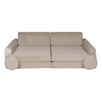 2 Sitzer Sofa Chaiselongue bezogen Boucle und Kiefernholz Hellrosa LEA Maisons du Monde