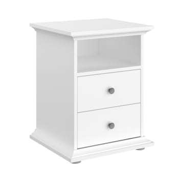 Margaux - Comodino 2 cassetti 1 nicchia L45 cm - Bianco