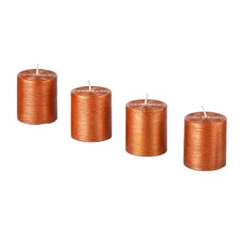 Stripes - Set de 4 bougies cylindriques oranges H5