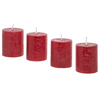 Stripes - Set de 4 bougies cylindriques rouges H5