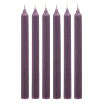 Rustic - Set de 6 bougies violettes H25