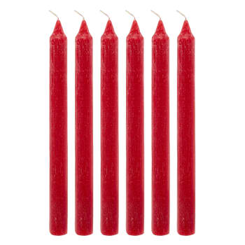 Rustic - Set de 6 bougies rouges bordeaux H25
