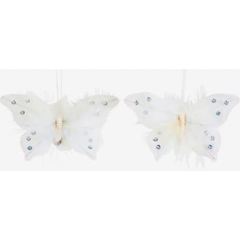 Set de 2 papillons à clipser blancs L14