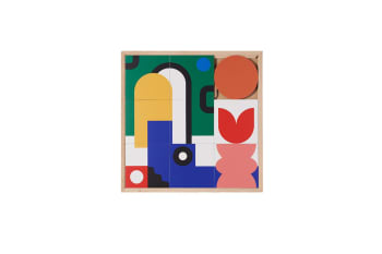 Montis - Tableau en bois taquin explosion de couleurs 48 x 48