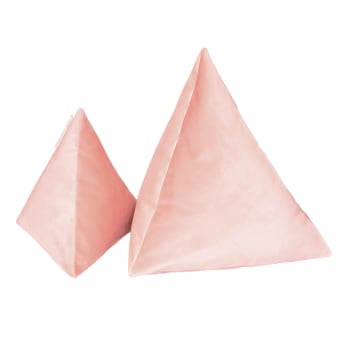 Set di 2 cuscini piramide in velluto rosa