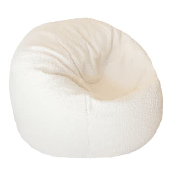 Sgabello XL di lana riccia bianco crema
