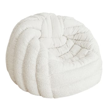 Sgabello XL Igloo di lana riccia bianco crema
