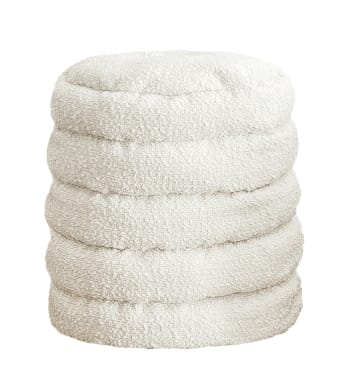 Taburete de lana rizada crema blanca