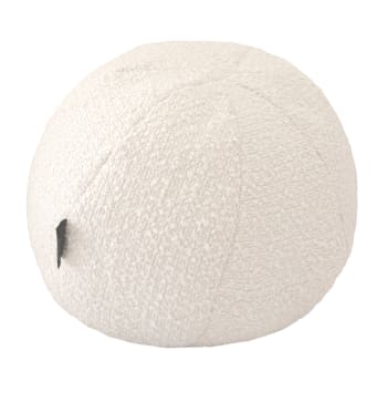 Cuscino sfera di lana riccia bianco crema