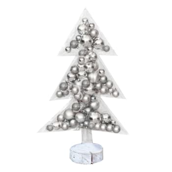 Transparenter Weihnachtsbaum mit Weihnachtskugeln, silber