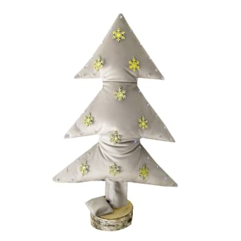 Leuchtender Weihnachtsbaum aus Samt, 70cm, weiß und gold