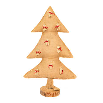 Beleuchteter Weihnachtsbaum aus Jutegewebe mit Bär, 70cm