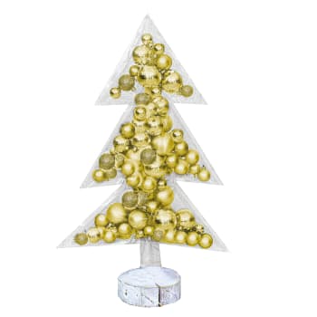 Transparenter Weihnachtsbaum mit Weihnachtskugeln, gold