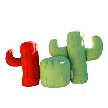 Lote 3 cojines exterior cactus verde o rojo