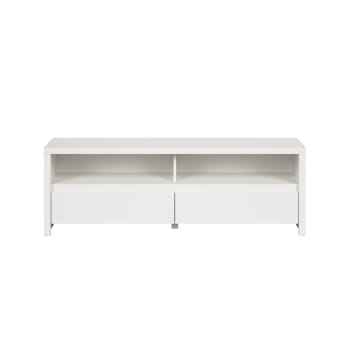 Soren - Meuble tv 2 tiroirs 2 niches 143 cm blanc