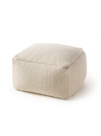 Rocco - Pouf en laine fait main blanc 55x55x30