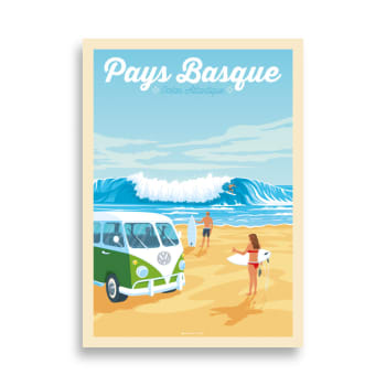 Affiche Pays Basque France - Van Volkswagen - Villa 50x70 cm