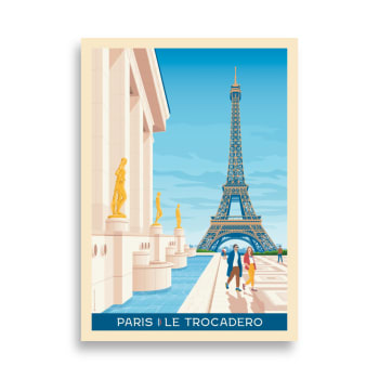 Affiche Paris France - Tour Eiffel | Esplanade du Trocadero 21x29,7 cm