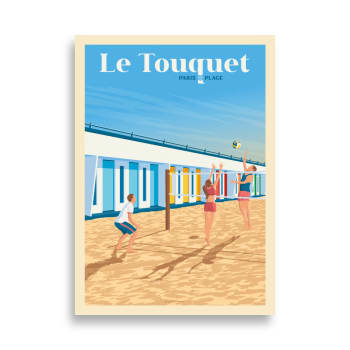 Affiche Le Touquet-Paris-Plage France | Les cabines 30x40 cm