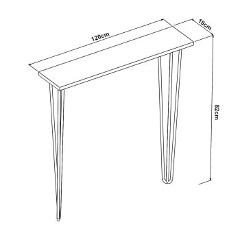 KOKEMÄKI - Konsolentisch aus Metall 82 x 120 x 18 cm, in Schwarz